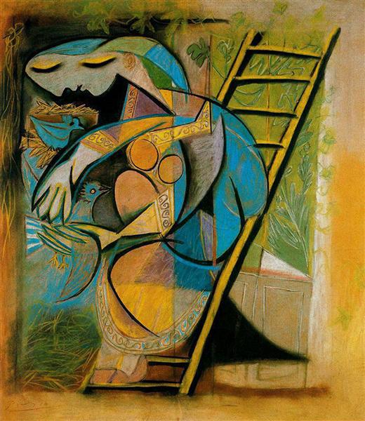 Pablo Picasso Oil Painting Farmer'S Wife On A Stepladder